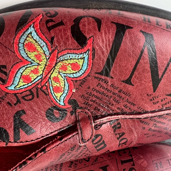 Jose Saenz Vintage Red Print Genuine Leather Women's Flats EUR 41/US 8 - Picture 12 of 12